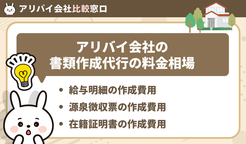 アリバイ会社の書類作成代行の料金相場