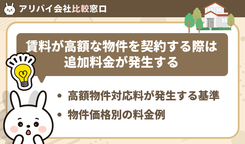 賃料が高額な物件を契約する際は追加料金が発生する