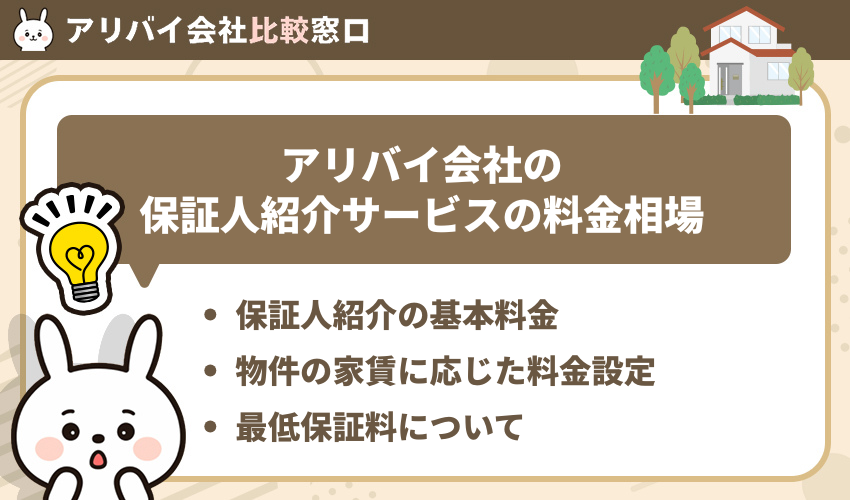 アリバイ会社の保証人紹介サービスの料金相場