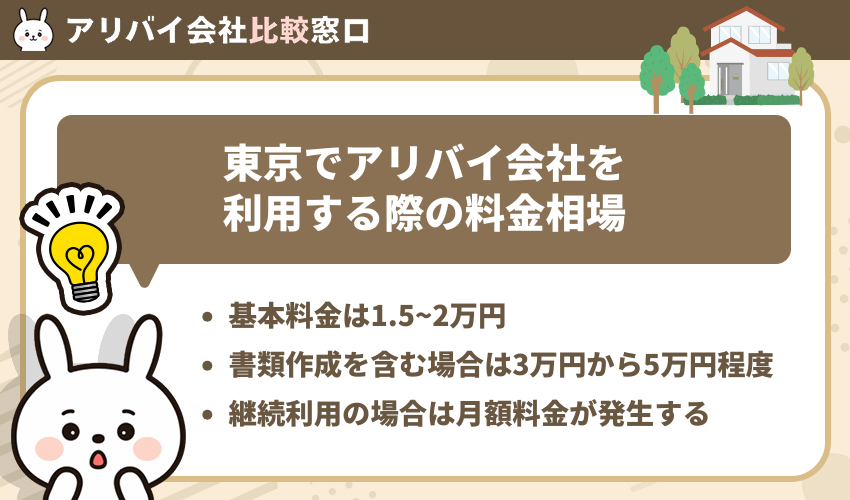 東京でアリバイ会社を利用する際の料金相場