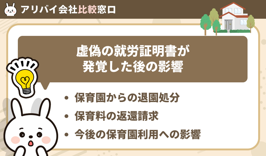 保育園に提出した就労証明書の虚偽が発覚した後の影響