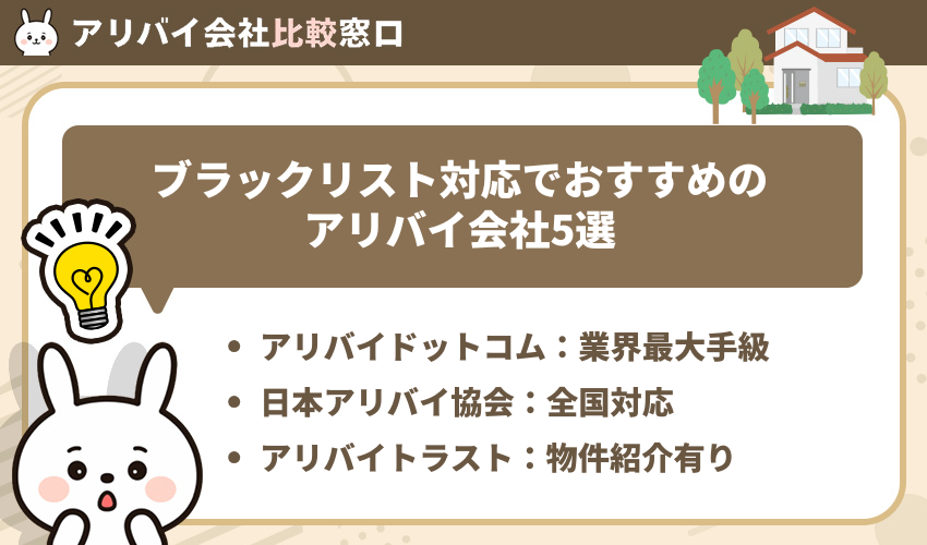 ブラックリスト対応でおすすめのアリバイ会社5選