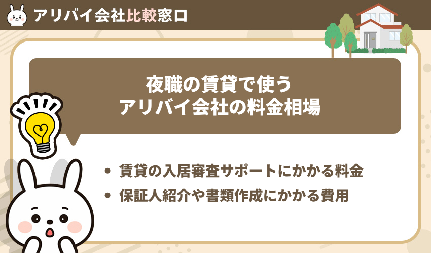 夜職の賃貸で使うアリバイ会社の料金相場