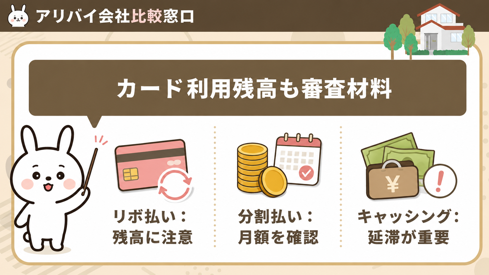 リボ払い・分割払い・キャッシングが賃貸審査に与える影響の図解