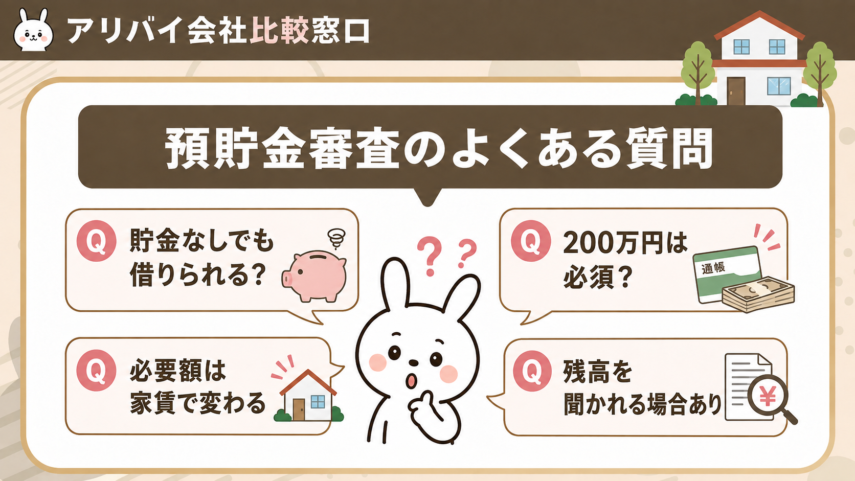 無職の賃貸における預貯金審査のよくある質問をまとめた図解